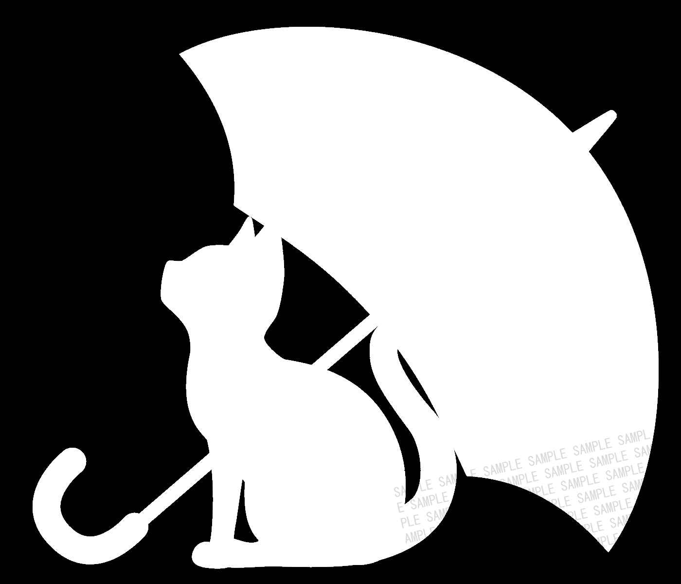 猫と傘 カッティングステッカー